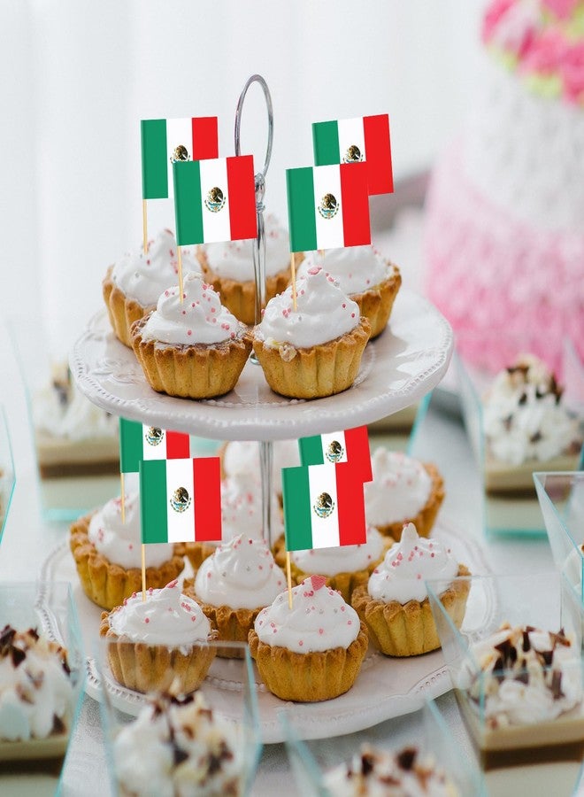 Geodurn 200 Pcs Small Mexico Flag Toothpick Toppers Picks, Mini Mexican Cupcake Flags on Wooden Sticks for Cinco de Mayo, Independence Day, Patriotic Parties, Drinks, Cocktails, Desserts and Table Decorations - Image 5
